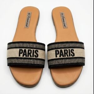 Ferrini Black and Cream Paris Sandals